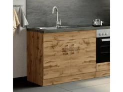 Held Möbel Kühlschränke<Küchen-Spülenschrank Sorrento B100 x H85 x T60 cm 2 Türen Wotaneiche