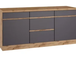 Held Möbel Küchenunterschrank Turin 180 cm Graphit/Wotaneiche< Küchenschränke