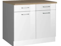 Outlet Held Möbel Küchenunterschrank Mailand 100 cm Hochglanz / Weiß