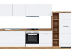 Held Möbel Küchenzeile 330 cm Matt Weiß-Wotaneiche< Kühlschränke