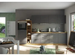 Sale Held Möbel Küchenzeile 330 cm Matt Grau-Wotaneiche