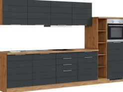 Sale Held Möbel Küchenzeile 330 cm Matt Grau-Wotaneiche