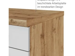 Clearance Held Möbel Küchenzeile 240 cm Matt Weiß-Wotaneiche