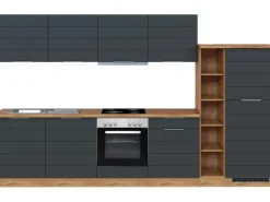 Sale Held Möbel Küchenzeile 330 cm Matt Grau-Wotaneiche