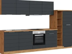 Sale Held Möbel Küchenzeile 330 cm Matt Grau-Wotaneiche