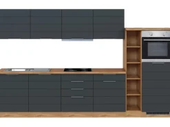 Held Möbel Kühlschränke<Küchenzeile 330 cm Matt Grau-Wotaneiche