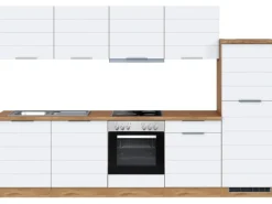Sale Held Möbel Küchenzeile 300 cm Matt Weiß-Wotaneiche