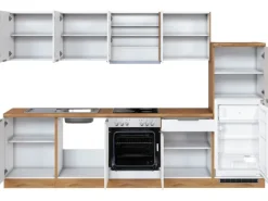 Sale Held Möbel Küchenzeile 300 cm Matt Weiß-Wotaneiche