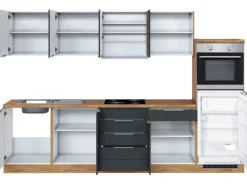 Held Möbel Kühlschränke<Küchenzeile 300 cm Matt Grau-Wotaneiche