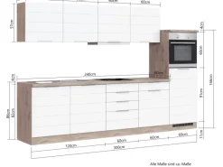 Held Möbel Kühlschränke<Küchenzeile 300 cm Matt Grau-Wotaneiche