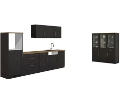 Hot Held Möbel Küchenzeile Rom 300 cm Landhaus Grau Matt ohne E-Geräte Grau-Matt