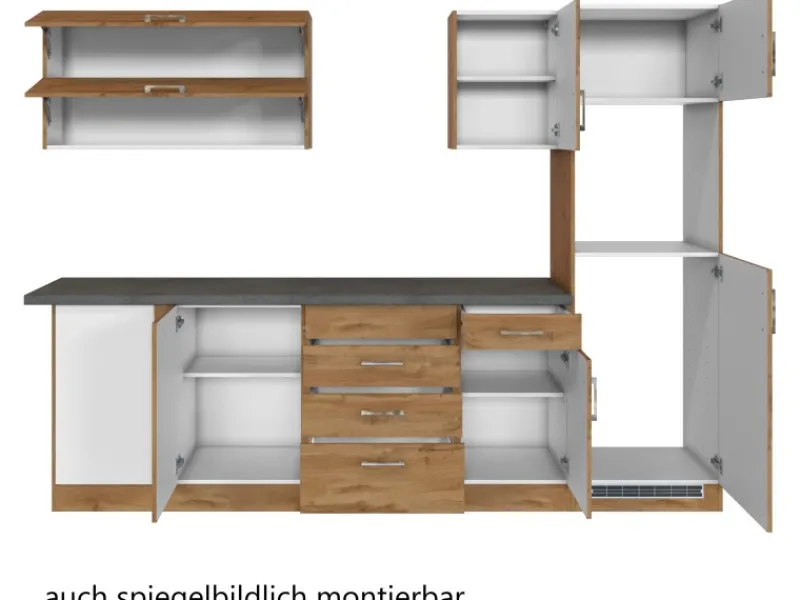 Held Möbel Winkelküchen<Küchenzeile Sorrento 210/ 270 cm Wotaneiche o. E-Geräte Winkel