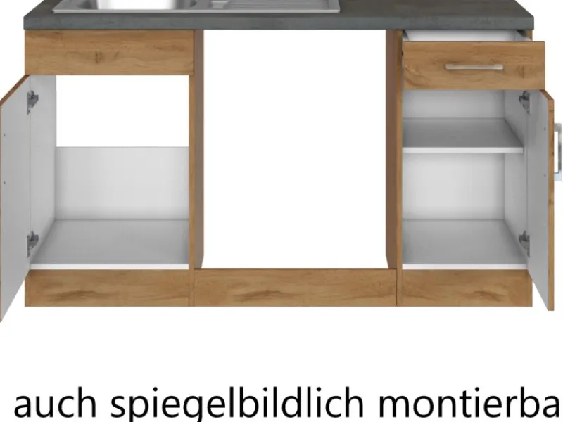 Held Möbel Winkelküchen<Küchenzeile Sorrento 210/ 270 cm Wotaneiche o. E-Geräte Winkel