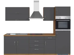 Best Held Möbel Küchenzeile Sorrento 270 cm Anthrazit-Wotaneiche