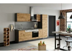 Sale Held Möbel Küchenzeile Sorrento 270 cm Wotaneiche-Grafit