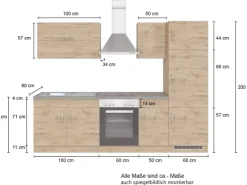 Clearance Held Möbel Küchenzeile Sorrento 270 cm Anthrazit-Wotaneiche ohne E-Geräte