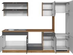 Clearance Held Möbel Küchenzeile Sorrento 270 cm Anthrazit-Wotaneiche ohne E-Geräte