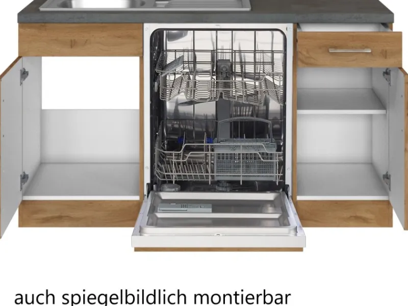 Sale Held Möbel Küchenzeile Sorrento 210 cm Wotaneiche-Wotaneiche Winkel