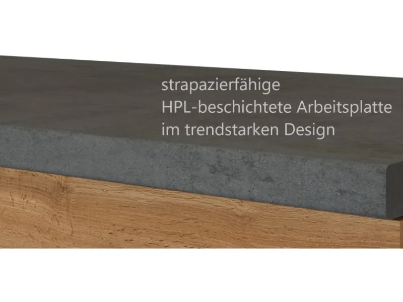 Sale Held Möbel Küchenzeile Sorrento 210 cm Wotaneiche-Wotaneiche Winkel