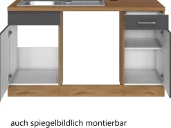 Held Möbel Winkelküchen|Kühlschränke<Küchenzeile Sorrento 210 cm Anthrazit-Wotaneiche ohne E-Geräte Winkel