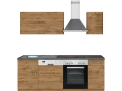 New Held Möbel Küchenzeile Sorrento 210 cm Wotaneiche-Wotaneiche