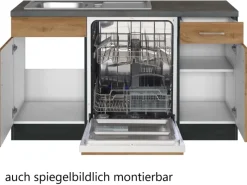 Discount Held Möbel Küchenzeile Sorrento 210 cm Wotaneiche-Grafit Winkel
