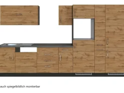 Held Möbel Gefrierschränke<Küchenzeile Sorrento 360 cm Wotaneiche-Grafit ohne E-Geräte