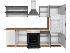 Held Möbel Küchenzeile Sorrento 210/ 270 cm  Anthrazit-Wotaneiche Winkel< Herde|Kühlschränke