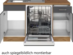Held Möbel Küchenzeile Sorrento 210/ 270 cm  Anthrazit-Wotaneiche Winkel< Herde|Kühlschränke