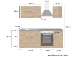 Held Möbel Einbauküchen|Küchenschränke<Küchenzeile Sorrento 210 cm Wotaneiche-Grafit ohne E-Geräte