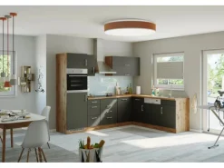 New Held Möbel Küchenzeile Sorrento 210/ 270 cm Anthrazit-Wotaneiche Winkel