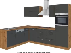 New Held Möbel Küchenzeile Sorrento 210/ 270 cm Anthrazit-Wotaneiche Winkel