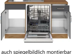 New Held Möbel Küchenzeile Sorrento 210/ 270 cm Anthrazit-Wotaneiche Winkel