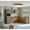 Held Möbel Küchenzeile Sorrento 210/270 cm Wotaneiche-Grafit Winkel< Kühlschränke|Winkelküchen
