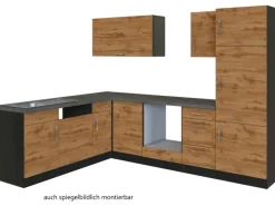 Sale Held Möbel Küchenzeile Sorrento 210/ 270 cm Wotaneiche-Grafit o. E-Geräte Winkel