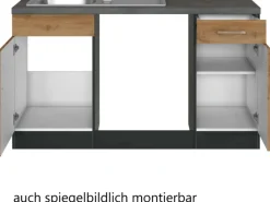 Sale Held Möbel Küchenzeile Sorrento 210/ 270 cm Wotaneiche-Grafit o. E-Geräte Winkel