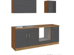 Held Möbel Herde<Küchenzeile Sorrento 210 cm Anthrazit-Wotaneiche ohne E-Geräte