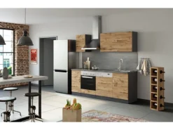 Held Möbel Küchenzeile Sorrento 210 cm Wotaneiche-Grafit< Herde|Einbauküchen