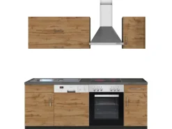 Held Möbel Küchenzeile Sorrento 210 cm Wotaneiche-Grafit< Herde|Einbauküchen