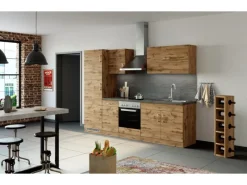 Clearance Held Möbel Küchenzeile Sorrento 270 cm Wotaneiche-Wotaneiche ohne E-Geräte