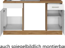 Held Möbel Küchenzeile Sorrento 210/ 270 cm Weiß-Wotaneiche o. E-Geräte Winkel< Winkelküchen|Einbauküchen