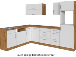 Held Möbel Küchenzeile Sorrento 210/ 270 cm Weiß-Wotaneiche o. E-Geräte Winkel< Winkelküchen|Einbauküchen