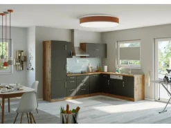 Sale Held Möbel Küchenzeile Sorrento 210/ 270 cm Anthr.-Wotaneiche o. E-Geräte Winkel
