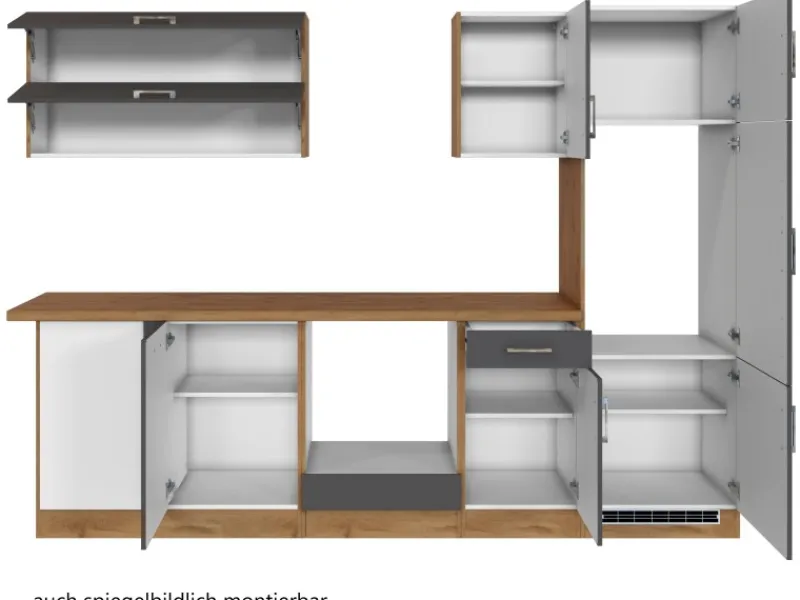 Sale Held Möbel Küchenzeile Sorrento 210/ 270 cm Anthr.-Wotaneiche o. E-Geräte Winkel
