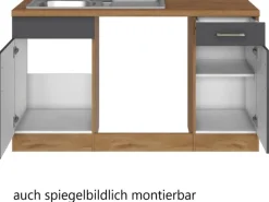 Sale Held Möbel Küchenzeile Sorrento 210/ 270 cm Anthr.-Wotaneiche o. E-Geräte Winkel
