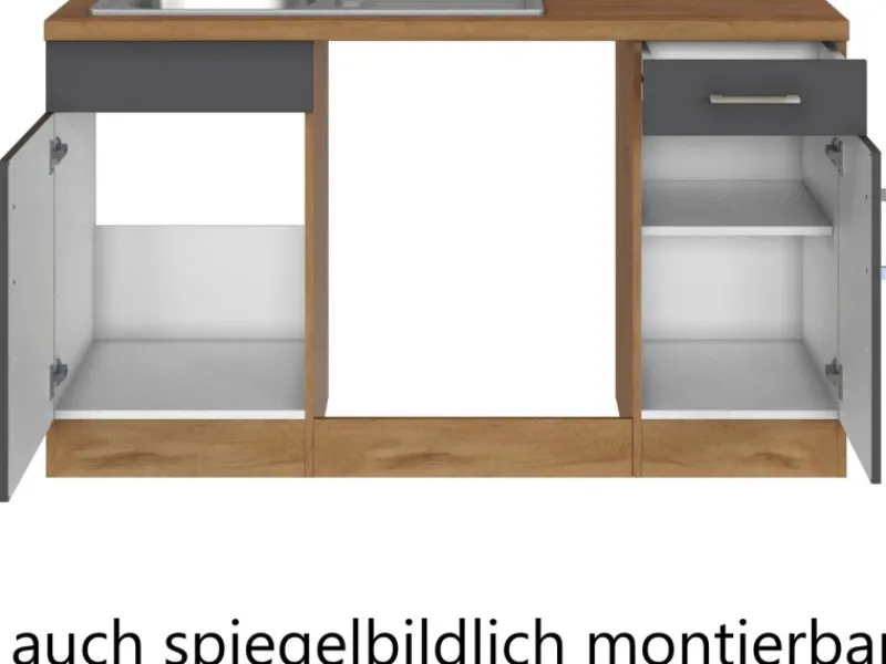 Held Möbel Küchenzeile Sorrento 210/270 cm Anthra.-Wotaneiche o. E-Geräte Winkel< Winkelküchen