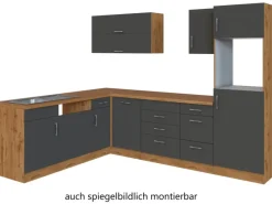 Held Möbel Küchenzeile Sorrento 210/270 cm Anthra.-Wotaneiche o. E-Geräte Winkel< Winkelküchen