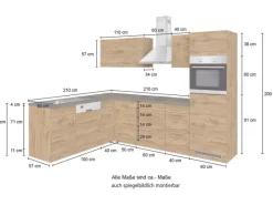Held Möbel Küchenzeile Sorrento 210/270 cm Anthra.-Wotaneiche o. E-Geräte Winkel< Winkelküchen