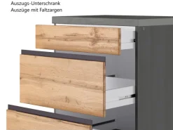 Held Möbel Einbauküchen<Küchenzeile Turin 300 cm Wotaneiche-Graphit ohne E-Geräte