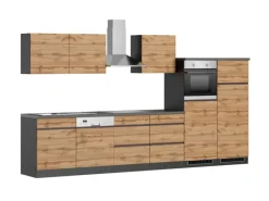Held Möbel Kühlschränke|Single-Küchen<Küchenzeile Turin 360 cm Wotaneiche-Graphit mit E-Geräten